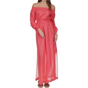 NWT Michael Kors Off the Shoulder Sangria Maxi Dress Long Sleeve Large